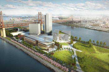 Future passivhaus building recreation on Roosevelt Island in New York Future passivhaus building recreation on Roosevelt Island in New York