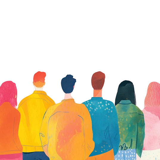 people with their backs